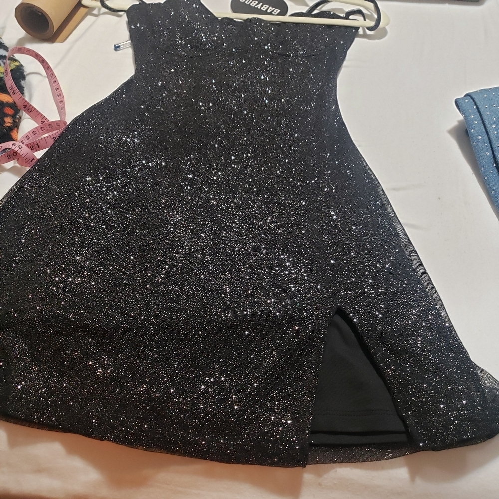 NEW SMALL BABYBOO PIXIE MINI DRESS-BLACK SPARKLE - Picture 9 of 12